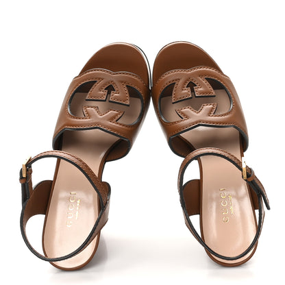 Gucci Cosmos Softy Calfskin Wooden Interlocking G Cut-Out 30/120mm Platform Sandals 35.5 Cuir 2 of 9