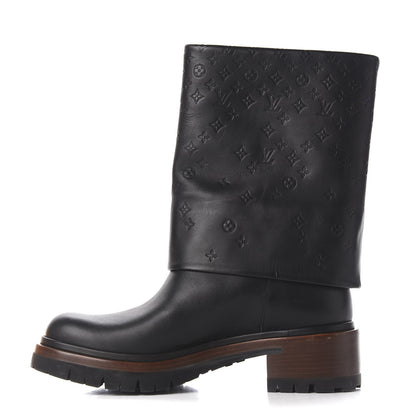 Louis Vuitton Calfskin Monogram Road Trip Flat Boots 38 Black 1 of 11