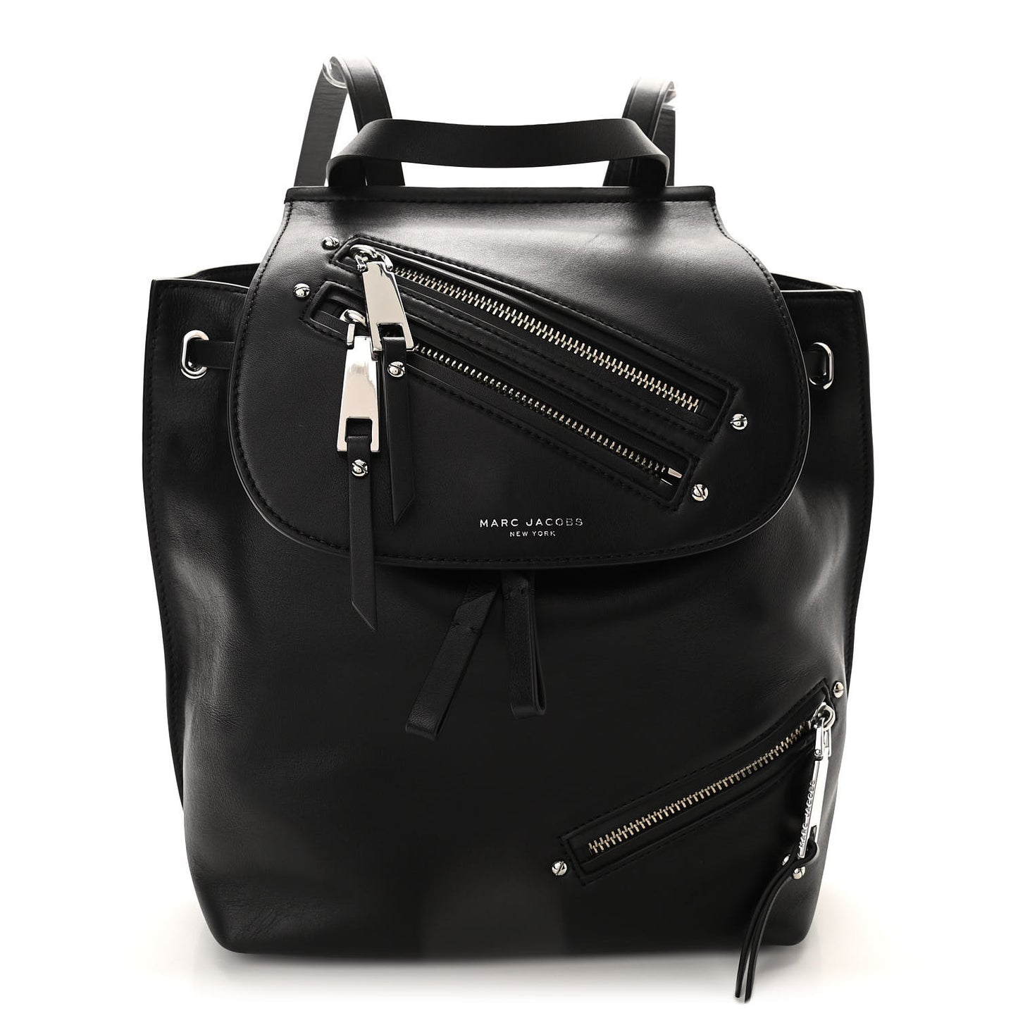 Lambskin Mid Zip Backpack Black