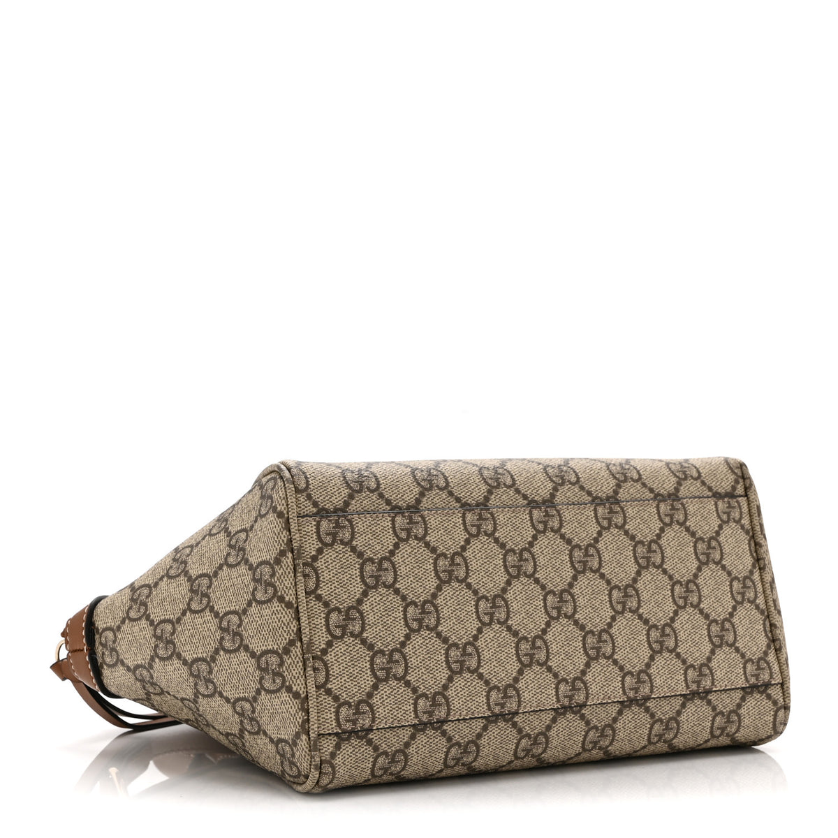 GG Supreme Monogram Emblem Small Top Handle Tote Bag Beige Dark Brown