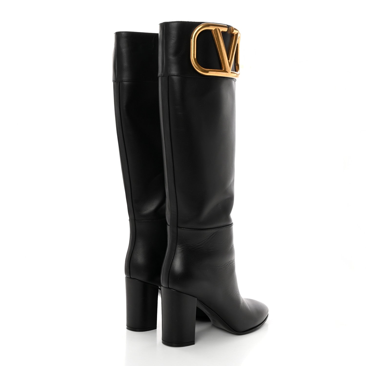 Valentino Garavani Calfskin Vlogo Knee High 85mm Boots 36 Black 4 of 14
