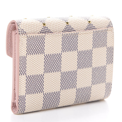 Louis Vuitton Damier Azur Studded Zoe Wallet Rose Ballerine 3 of 6