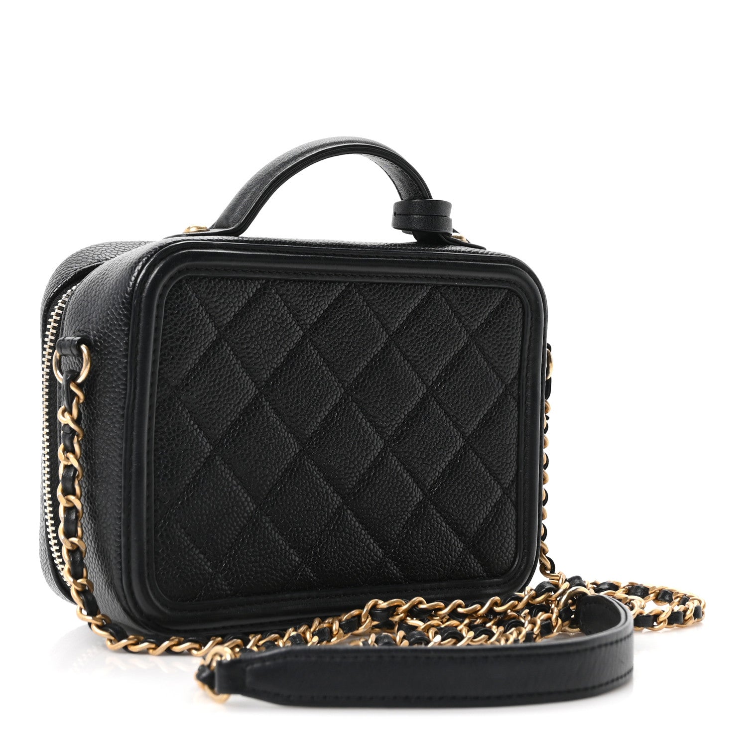 Chanel Caviar Quilted Small CC Filigree Vanity Case Black 3 of 10