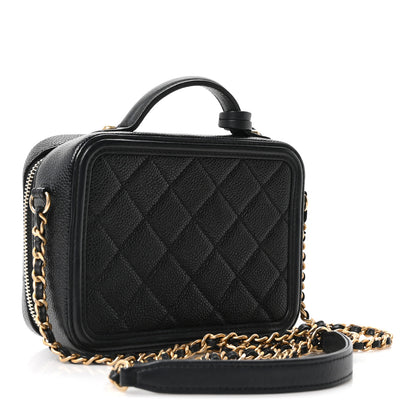 Chanel Caviar Quilted Small CC Filigree Vanity Case Black 3 of 10