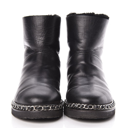 Chanel Calfskin Shearling Quilted Short Boots 37 Black 2 of 8