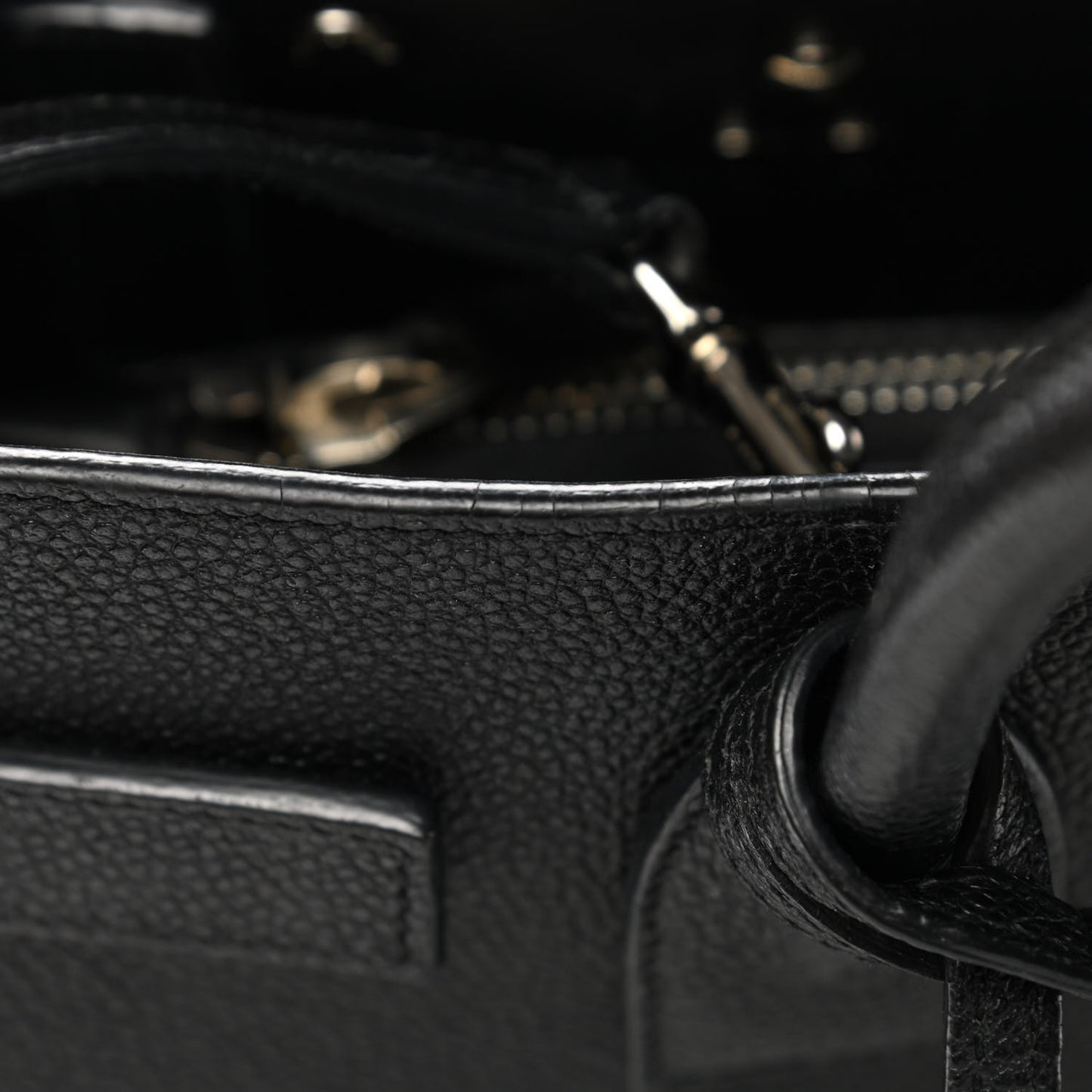 Grained Calfskin Baby Sac De Jour Black