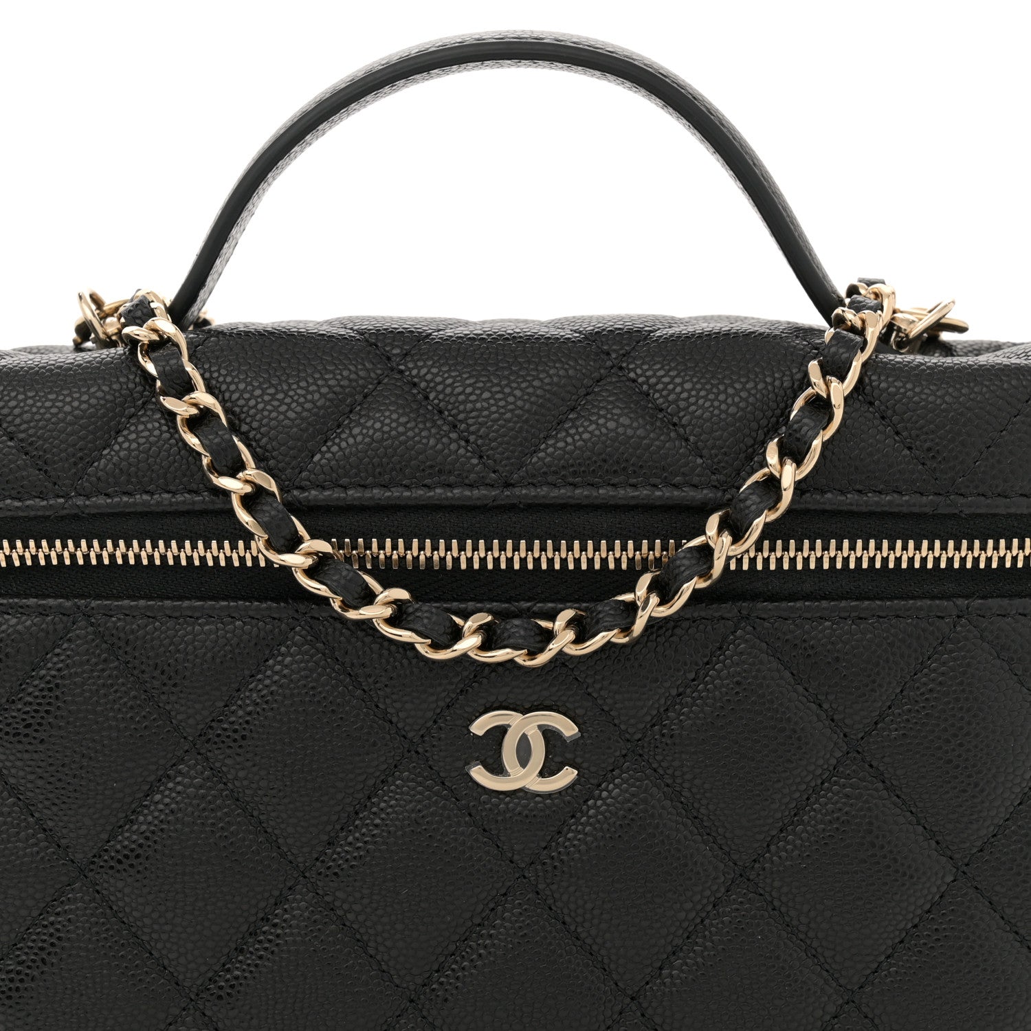 Chanel Caviar Quilted Top Handle Slim Vanity With Chain Black 8 of 11