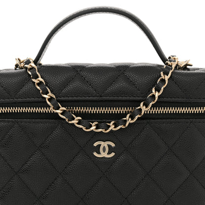 Chanel Caviar Quilted Top Handle Slim Vanity With Chain Black 8 of 11
