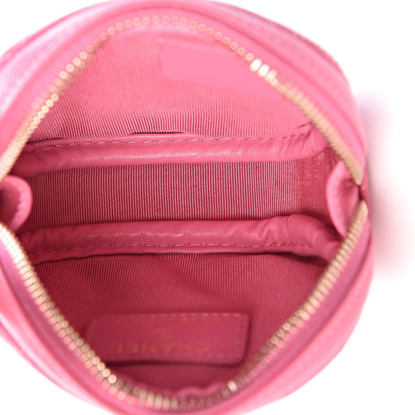 Iridescent Caviar Quilted Zip Around Classic Coin Purse Pink