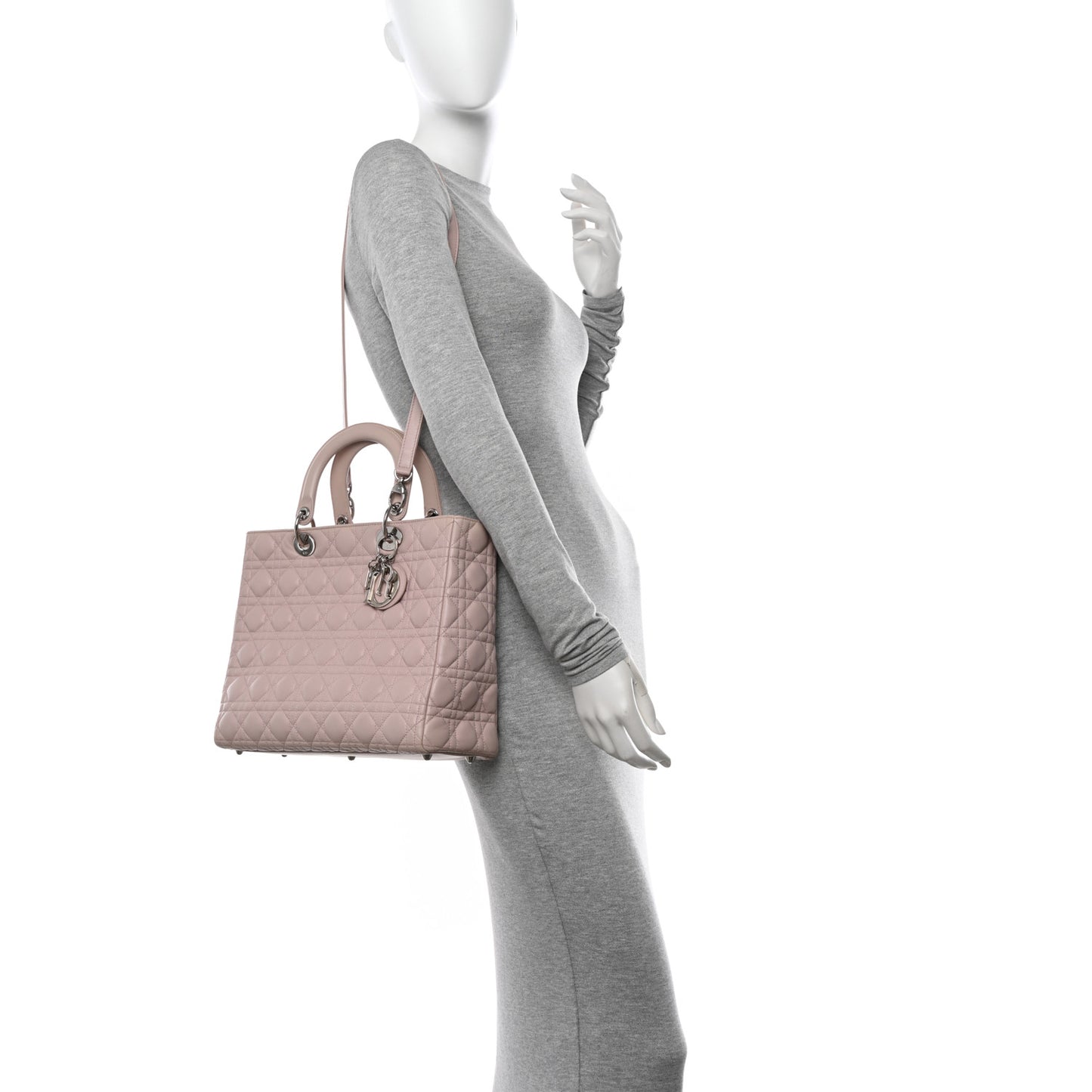 Lambskin Cannage Large Lady Dior Light Pink