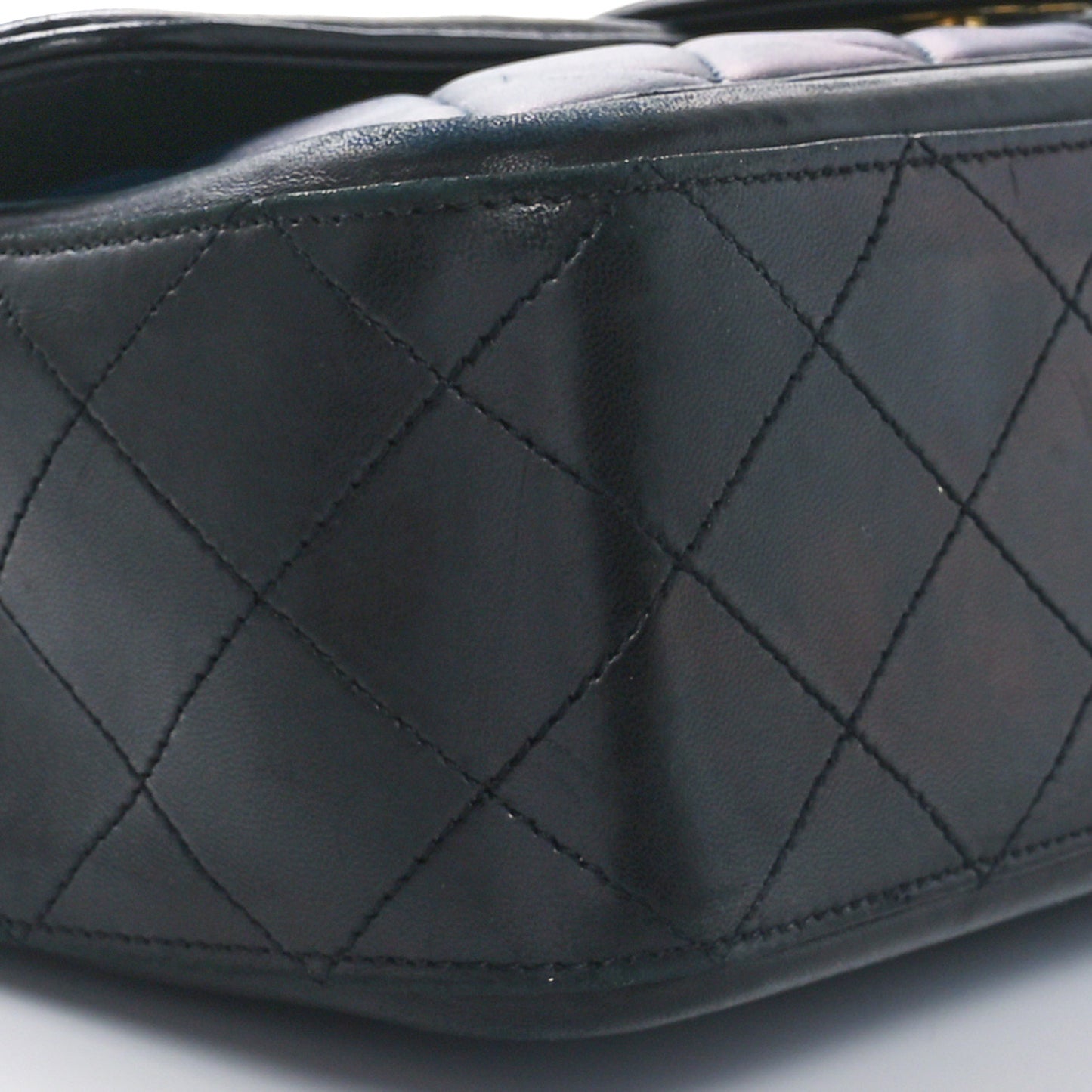 Calfskin Quilted Large Elegant CC Flap Navy Black