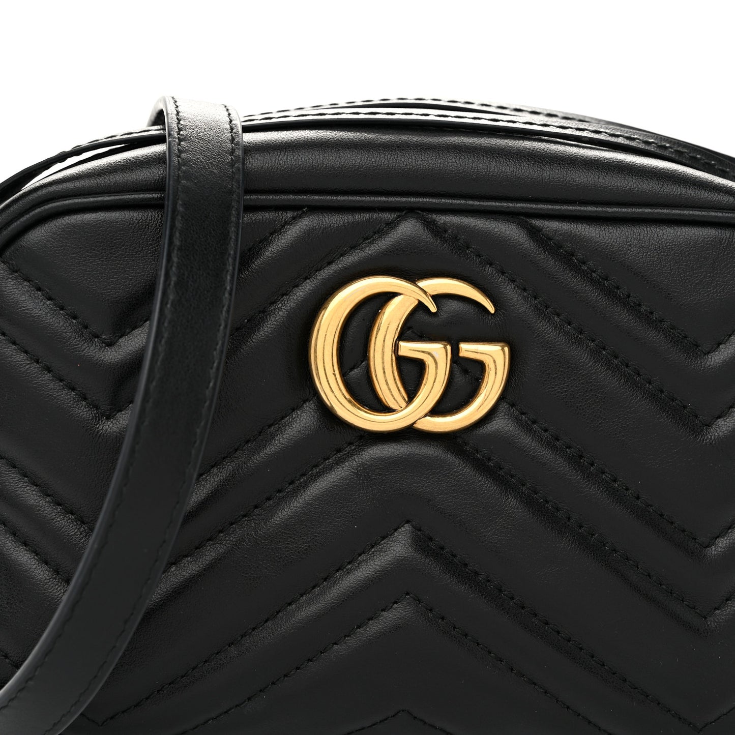 Calfskin Matelasse Mini GG Marmont Chain Shoulder Bag Black