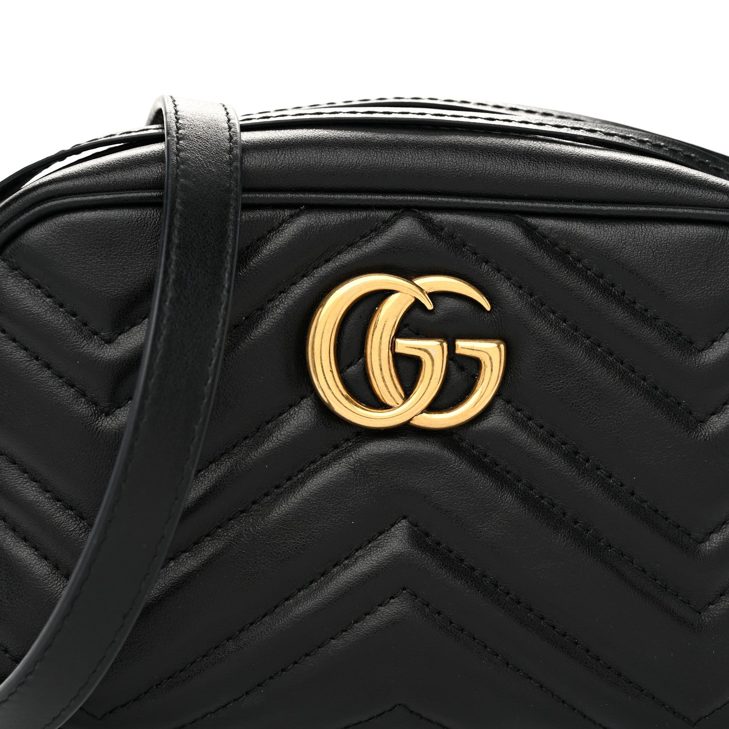 Gucci Calfskin Matelasse Mini GG Marmont Chain Shoulder Bag Black 8 of 11