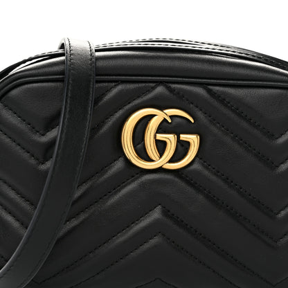 Gucci Calfskin Matelasse Mini GG Marmont Chain Shoulder Bag Black 8 of 11