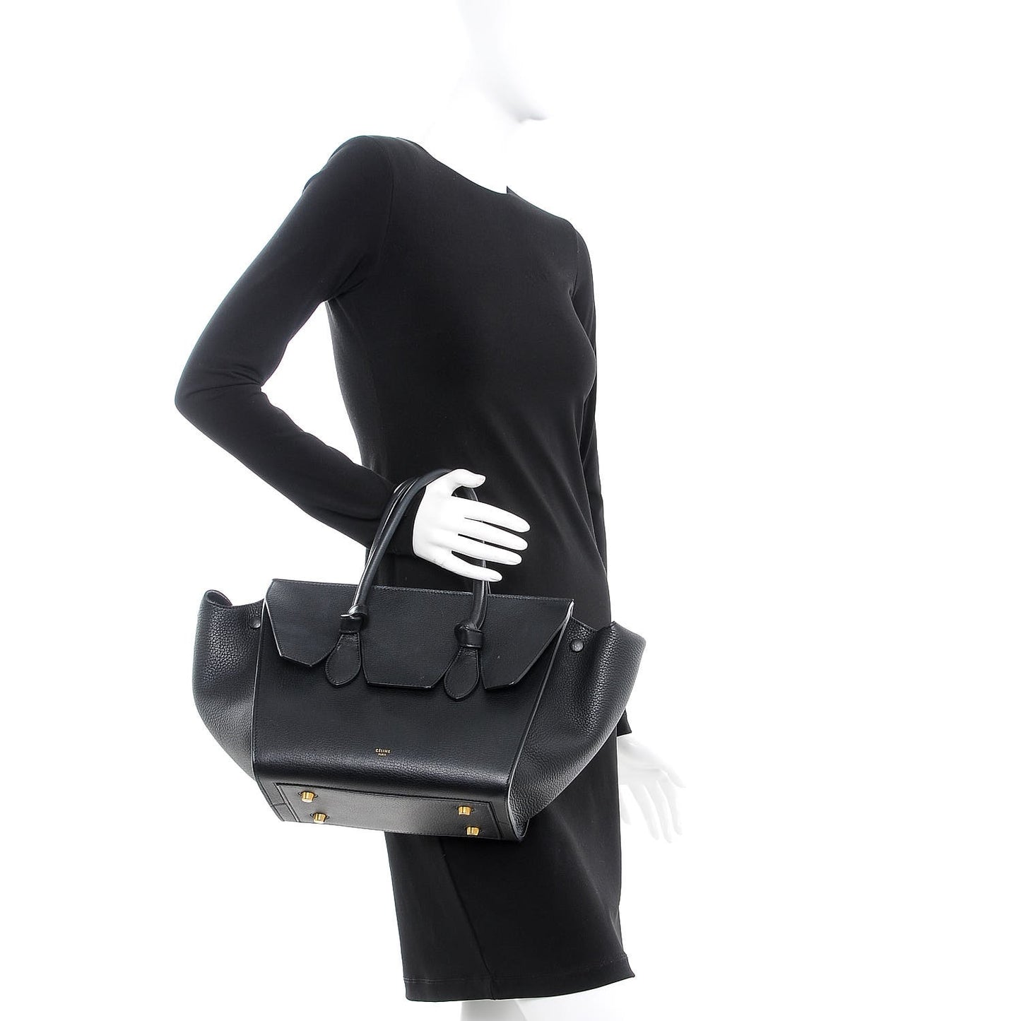 Crisped Calfskin Mini Tie Knot Tote Black