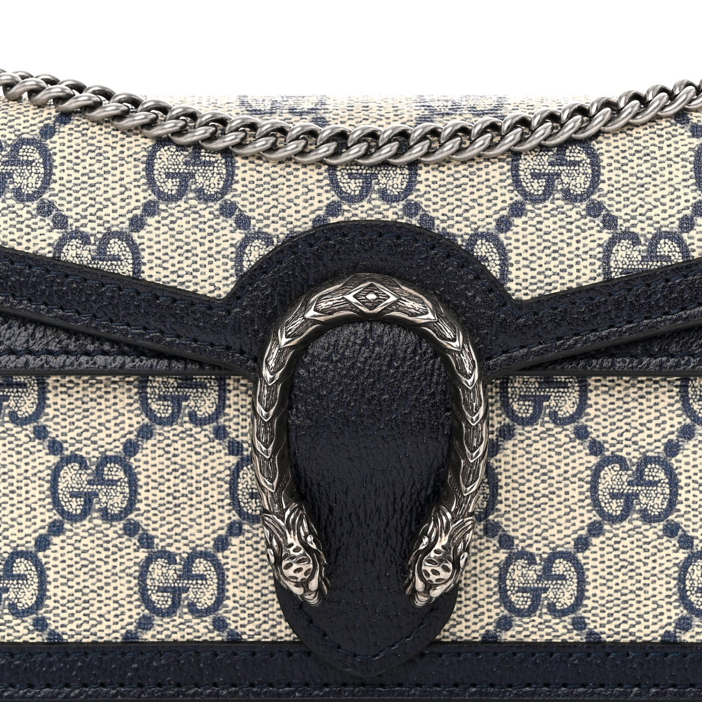 GG Supreme Monogram Textured Dollar Calfskin Super Mini Dionysus Shoulder Bag Beige Blue