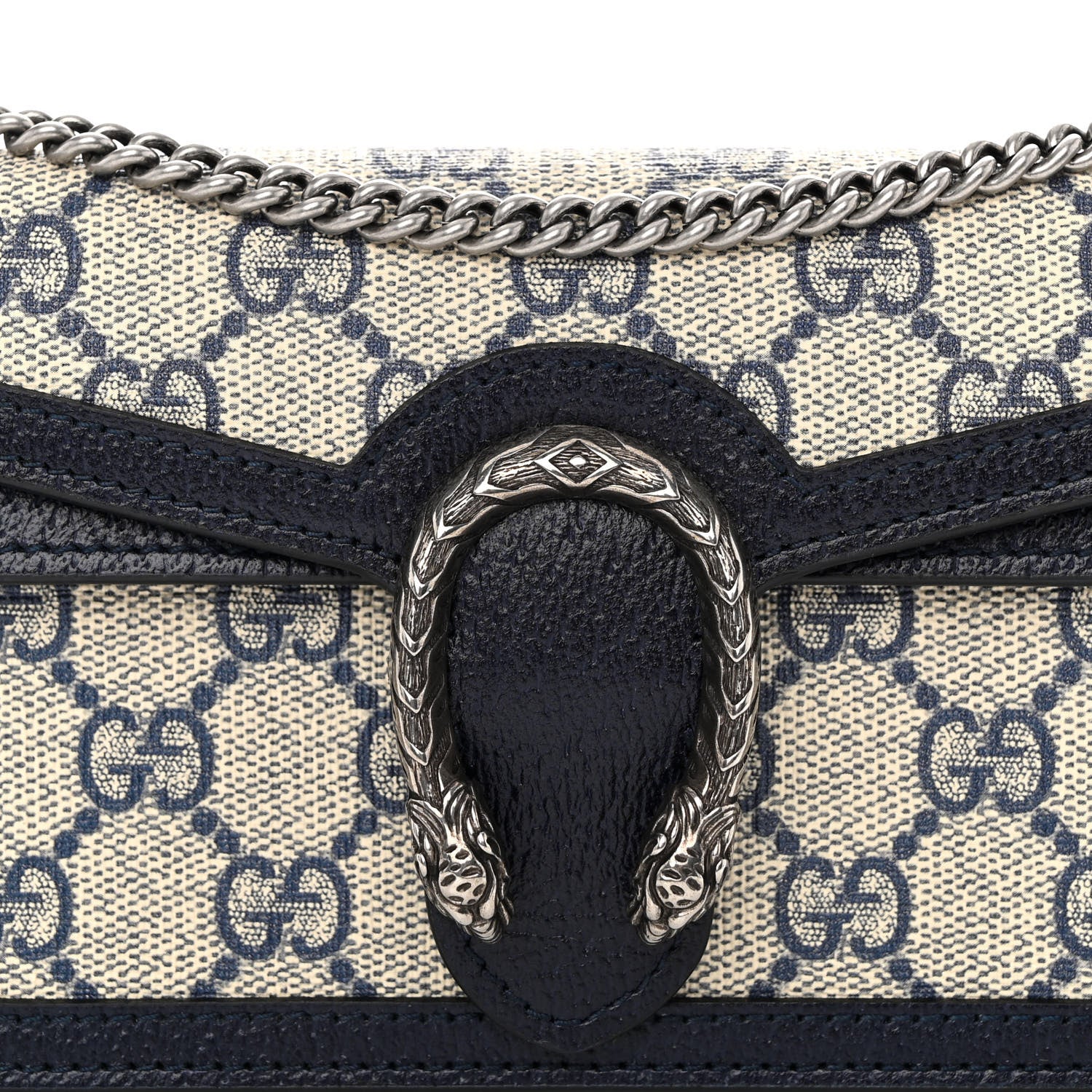 Gucci GG Supreme Monogram Textured Dollar Calfskin Super Mini Dionysus Shoulder Bag Beige Blue 7 of 10