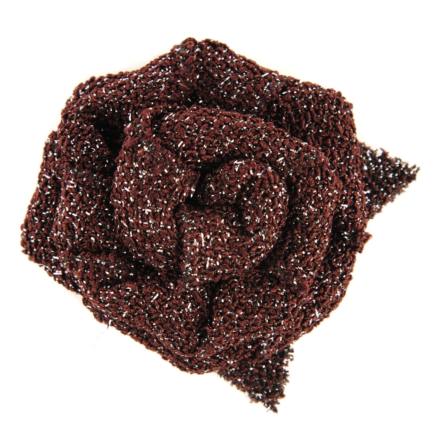 Chanel Fantasy Tweed Camellia Pin Brooch Burgundy 1 of 3