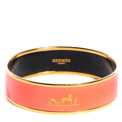 Hermes Enamel Printed Caleche Wide Bracelet 65 Mango 1 of 4