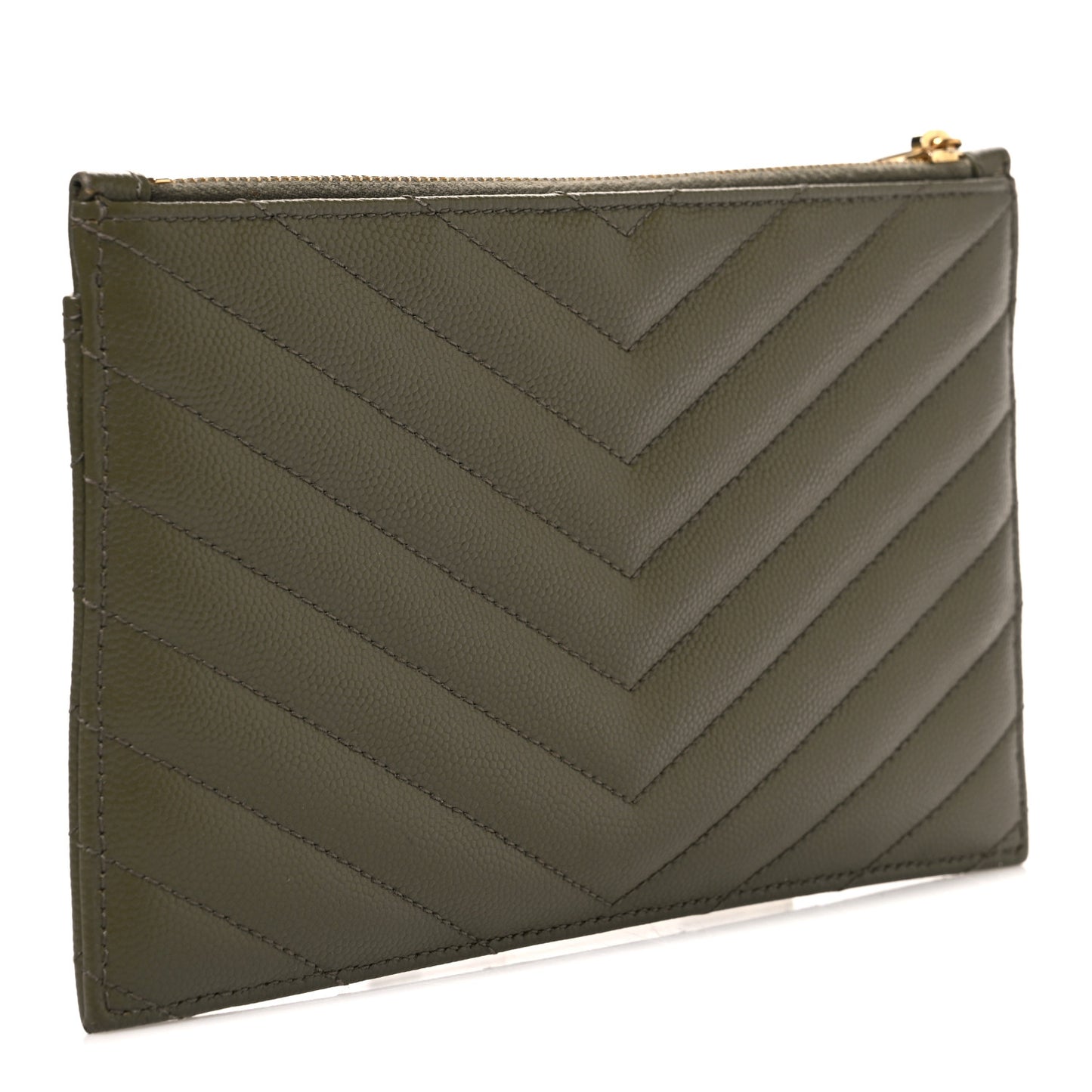 Grain De Poudre Chevron Monogram Bill Pouch Vert Kaki