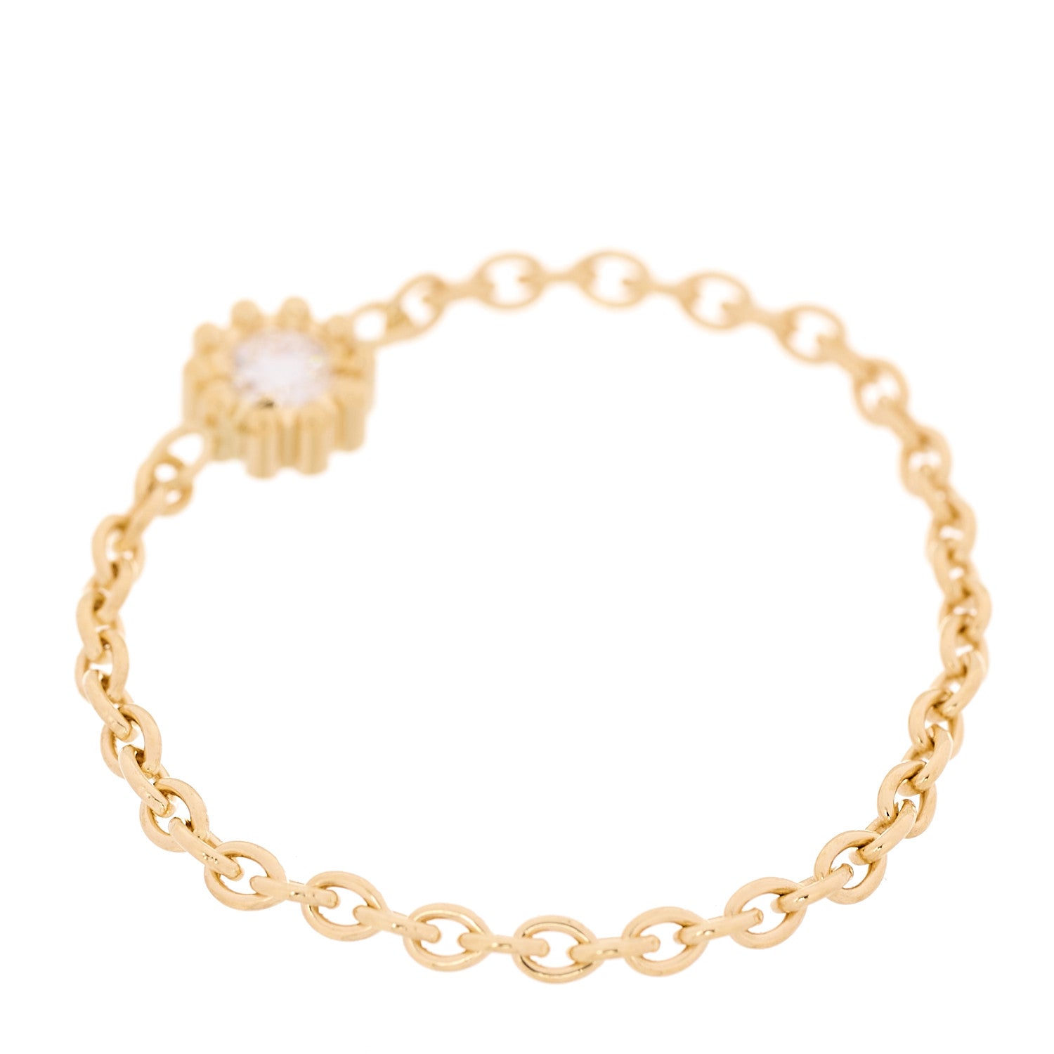 Christian Dior 18K Yellow Gold Diamond Mimirose Chain Ring 53 6.25 3 of 4