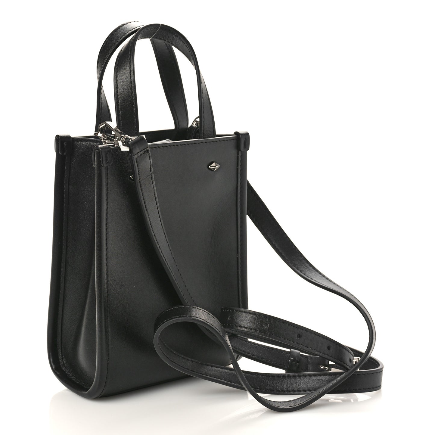 Smooth Calfskin Logo Mini Tote Black White