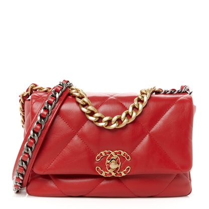 Chanel Goatskin Quilted Medium Chanel 19 Flap Red 1 of 10