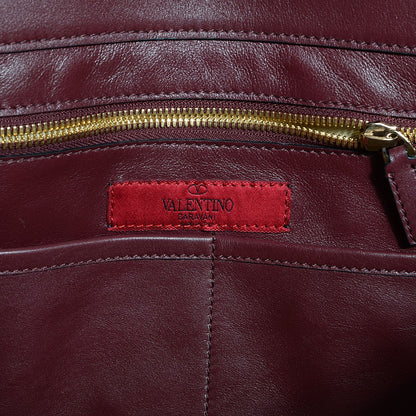 Valentino Garavani Vitello Large Rockstud Flap Double Handle Satchel Cremisi 6 of 9
