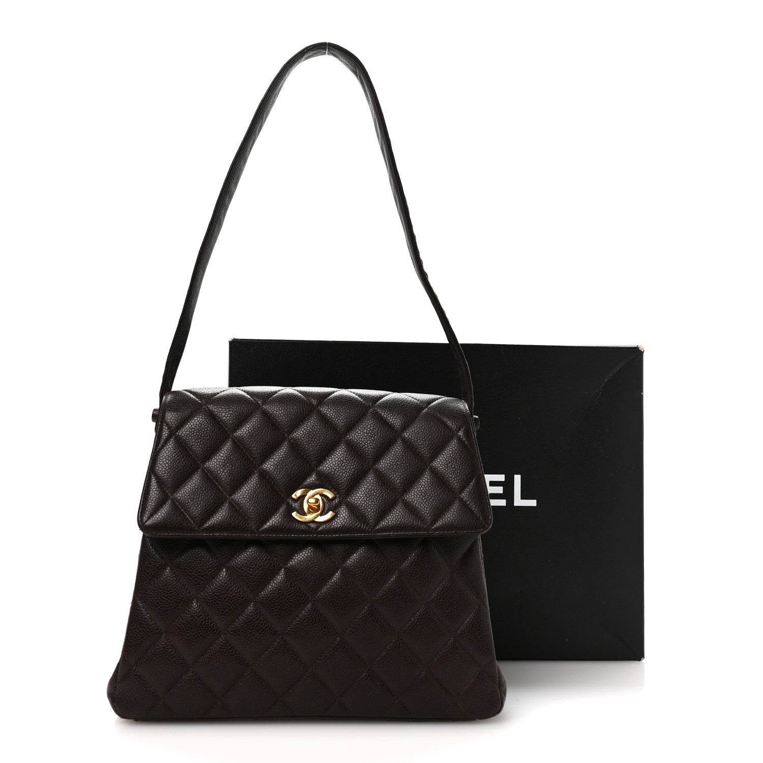 Chanel Caviar Quilted Medium Kelly Flap Brown 12 of 13