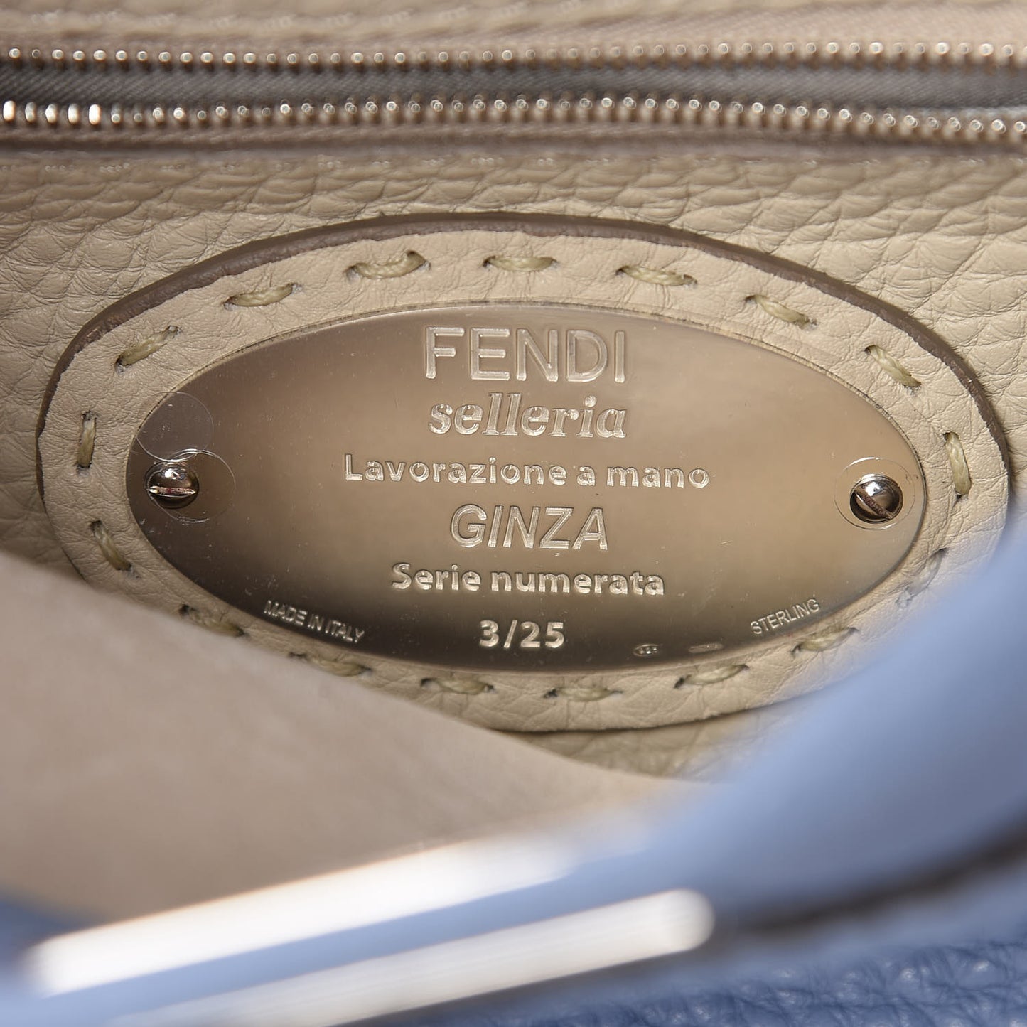 Cuoio Roma Selleria Chamois Bi-Color Mini Peekaboo Iconic Satchel Sky Blue Latte