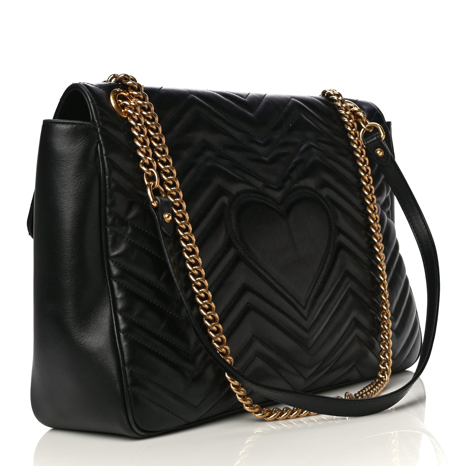 Gucci Calfskin Matelasse Large GG Marmont Shoulder Bag Black 3 of 26