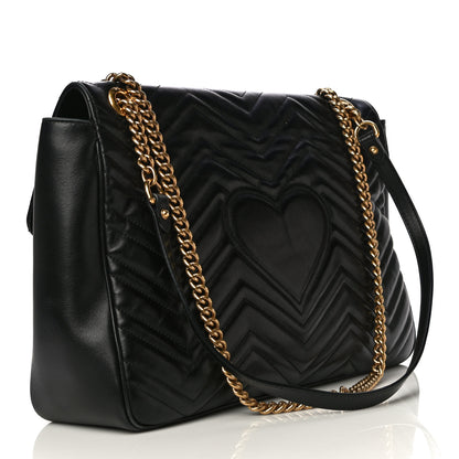 Gucci Calfskin Matelasse Large GG Marmont Shoulder Bag Black 3 of 26