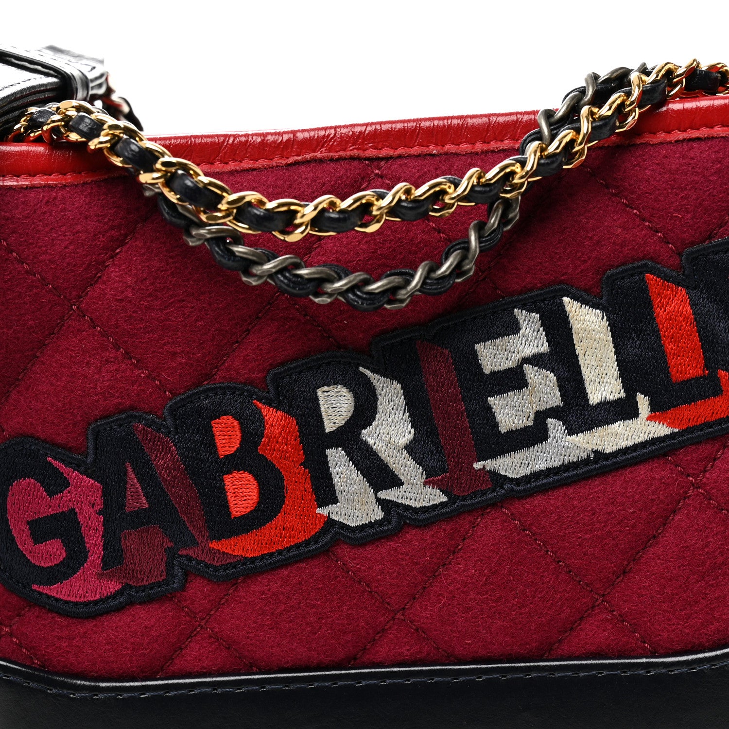 Chanel Wool Calfskin Quilted Small Gabrielle Hobo Red 8 of 10