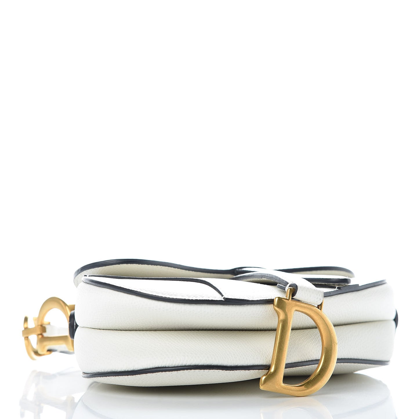 Grained Calfskin Mini Saddle Bag White