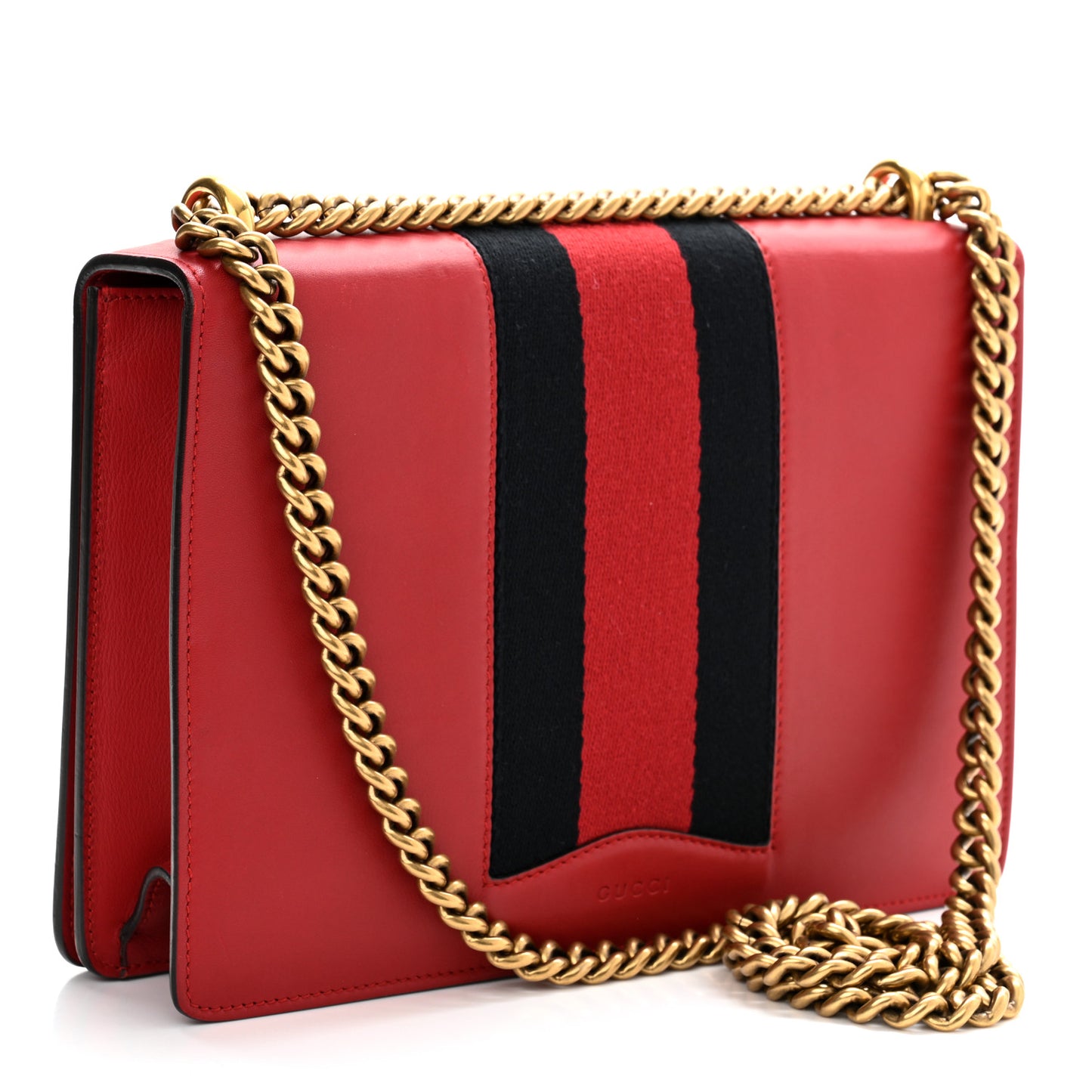 Calfskin Web Medium Peony Chain Shoulder Bag Red