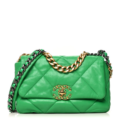 Chanel Lambskin Quilted Medium Chanel 19 Flap Green 1 of 10