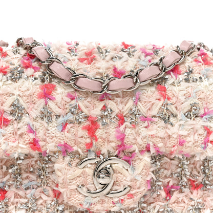 Chanel Tweed Quilted Mini Rectangular Flap Light Pink Silver Blue 8 of 10
