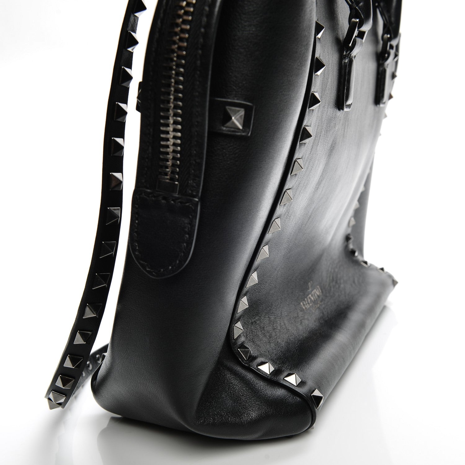 Valentino Garavani Vitello Rockstud Double Handle Tote Black 7 of 7