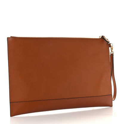 Fendi Vitello King Logo Embossed Large Flat Pouch Cuoio 4 of 11