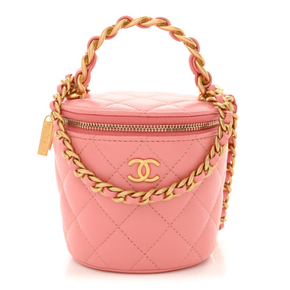 Chanel Lambskin Quilted Afternoon Tea Top Handle Vanity Case With Chain Light Pink 1 of 10