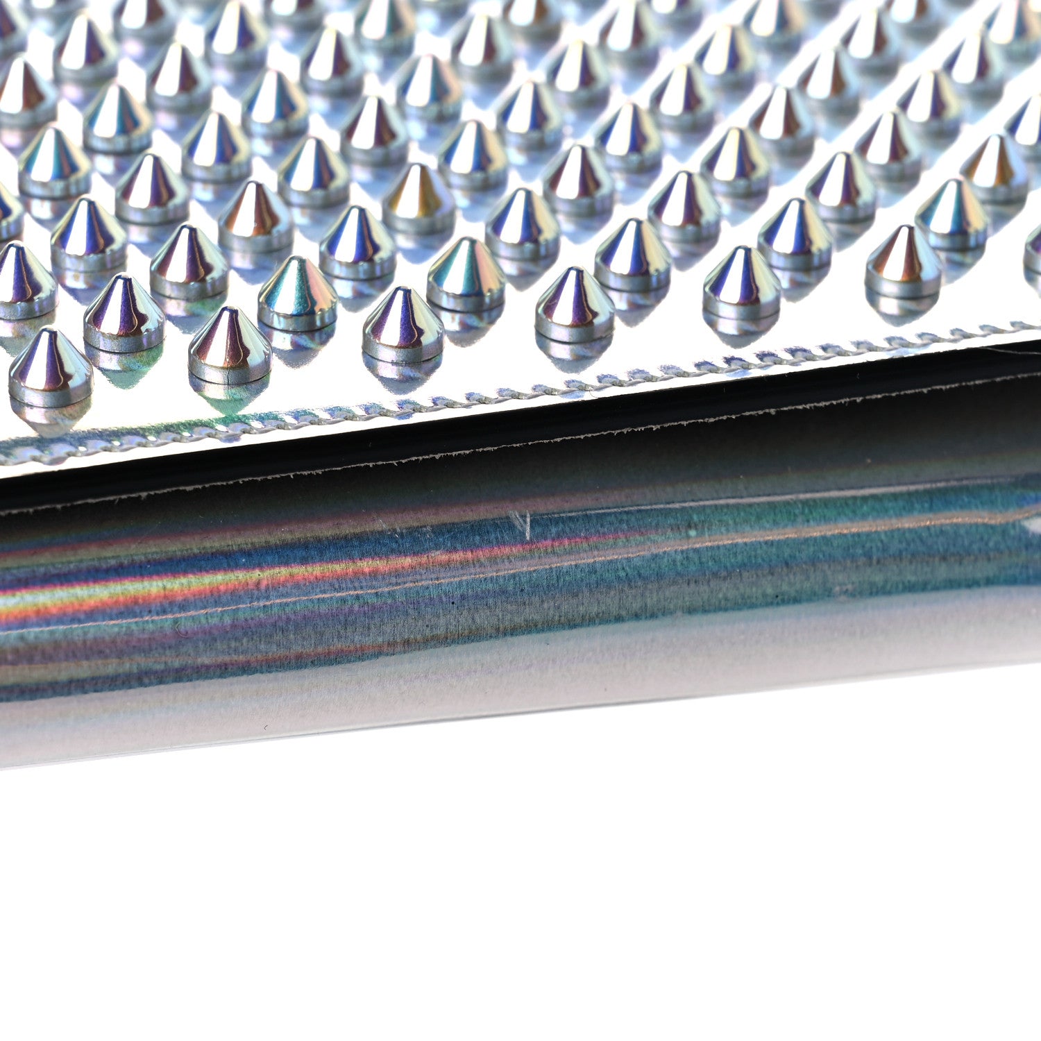 Christian Louboutin Metallic Calfskin Spikes Paloma Clutch Silver 12 of 13