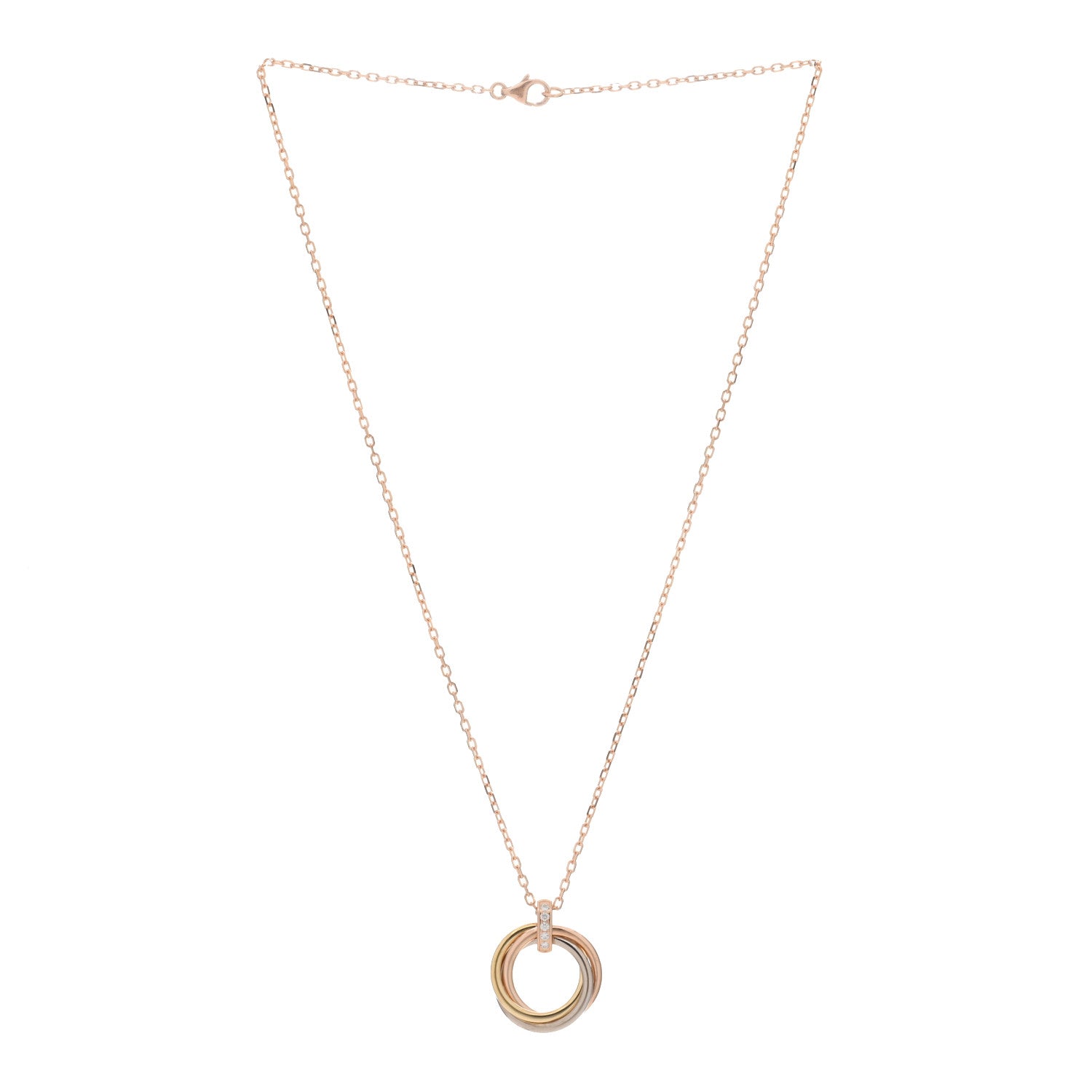 Cartier 18K Pink White Yellow Gold Diamond Trinity Pendant Necklace 2 of 3