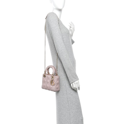 Christian Dior Metallic Lambskin Cannage Mini Lady Dior Lotus 2 of 10