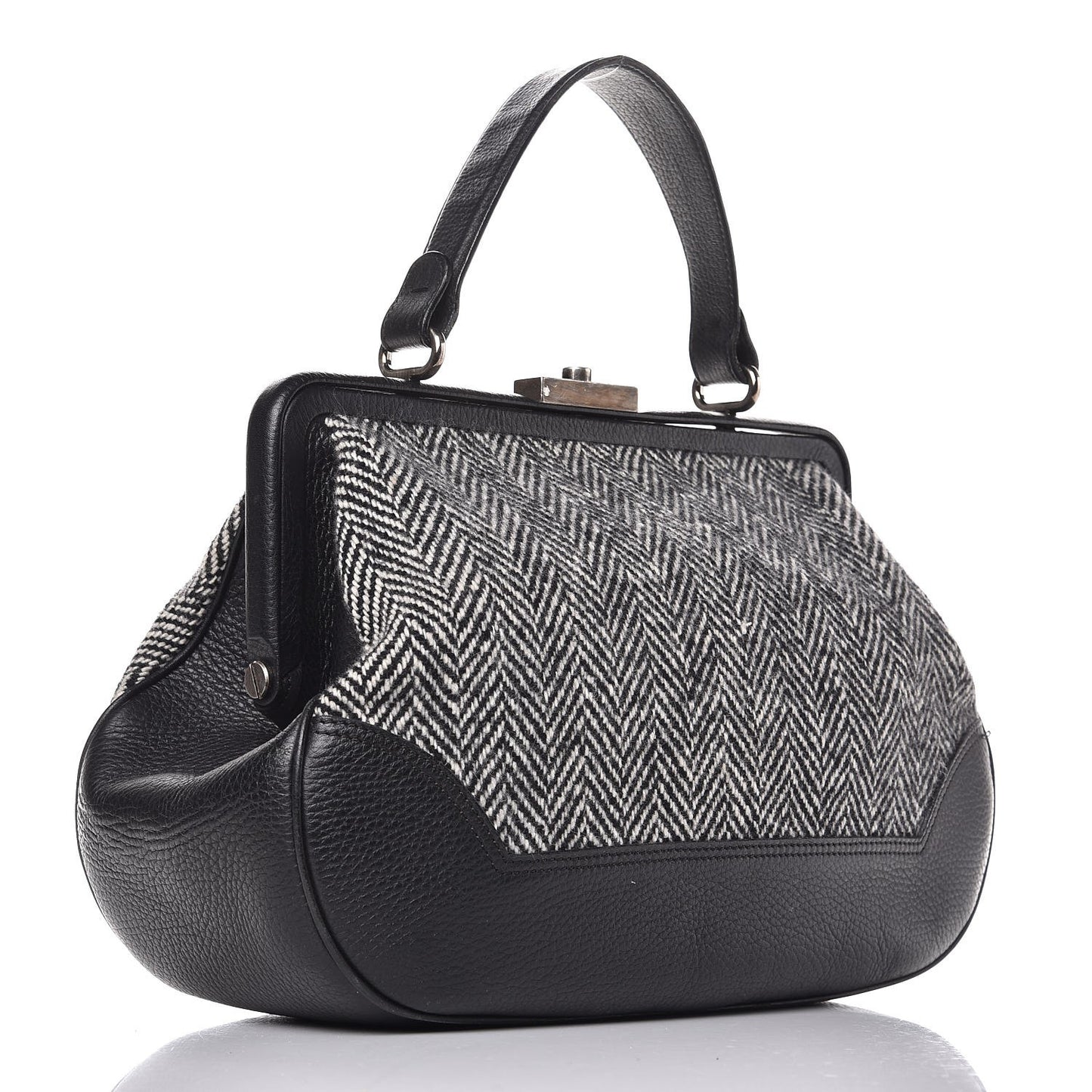 Tweed Frame Handbag Black