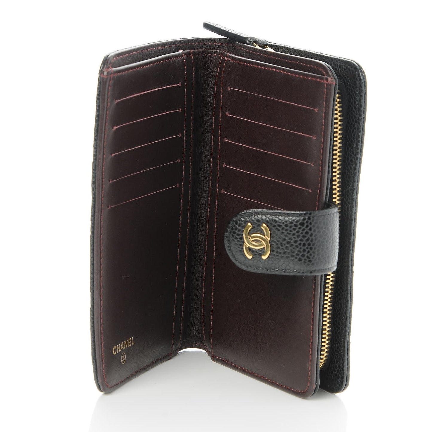 Caviar Quilted Zipped Pocket Wallet Black