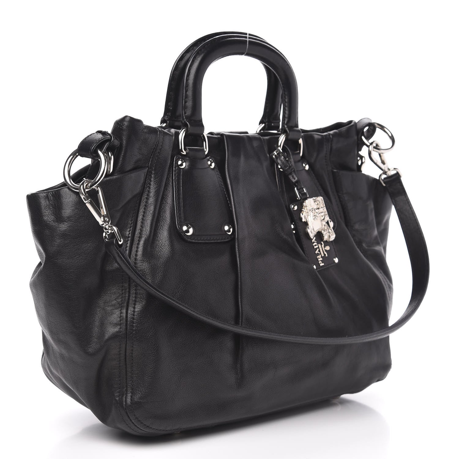 Prada Soft Calf Shoulder Bag Black 3 of 14