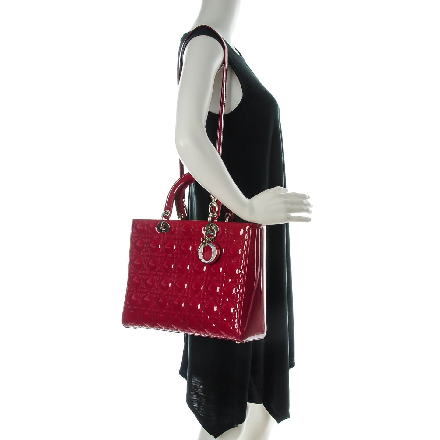 Patent Cannage Large Lady Dior Red