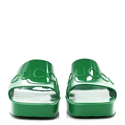 Gucci Rubber Gucci Logo Womens Platform 20/60mm Slide Sandals 40 New Shamarock 2 of 9