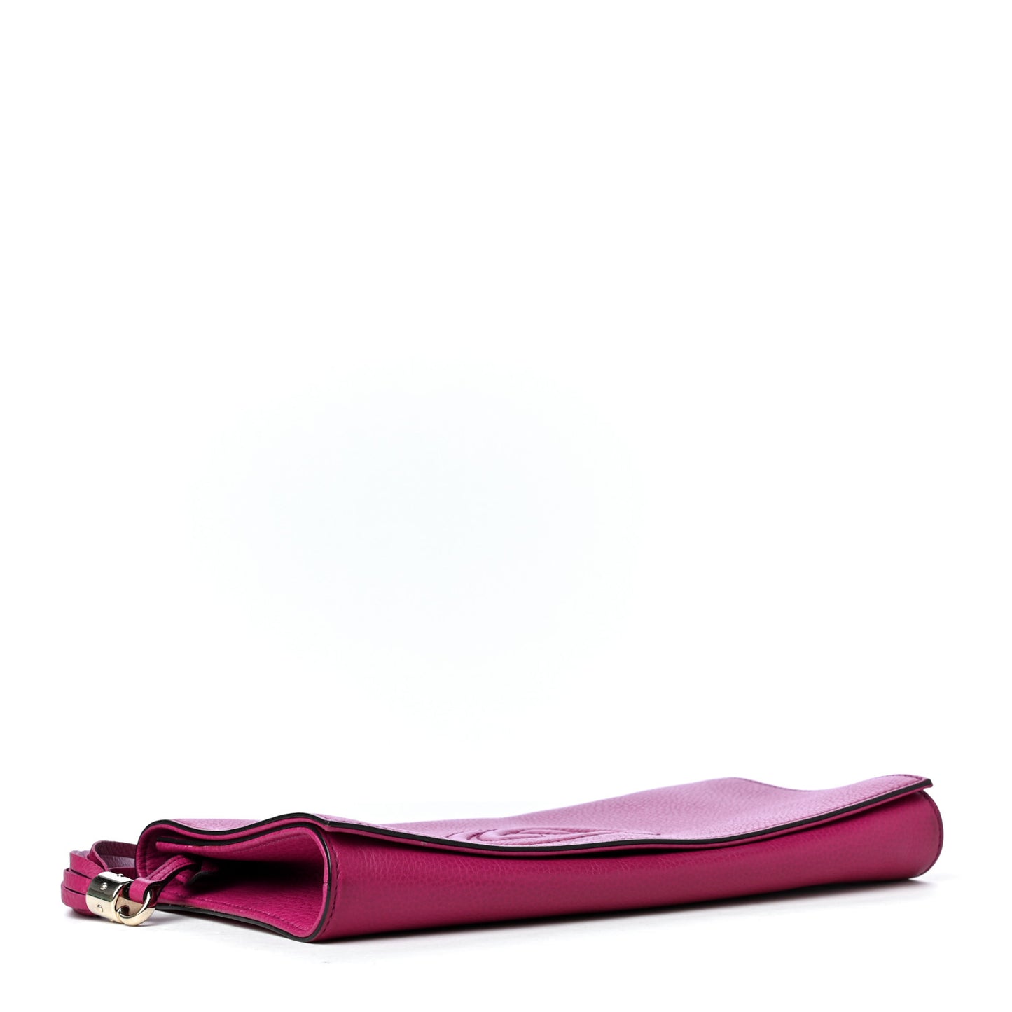 Pebbled Calfskin Medium Soho Clutch Fuchsia
