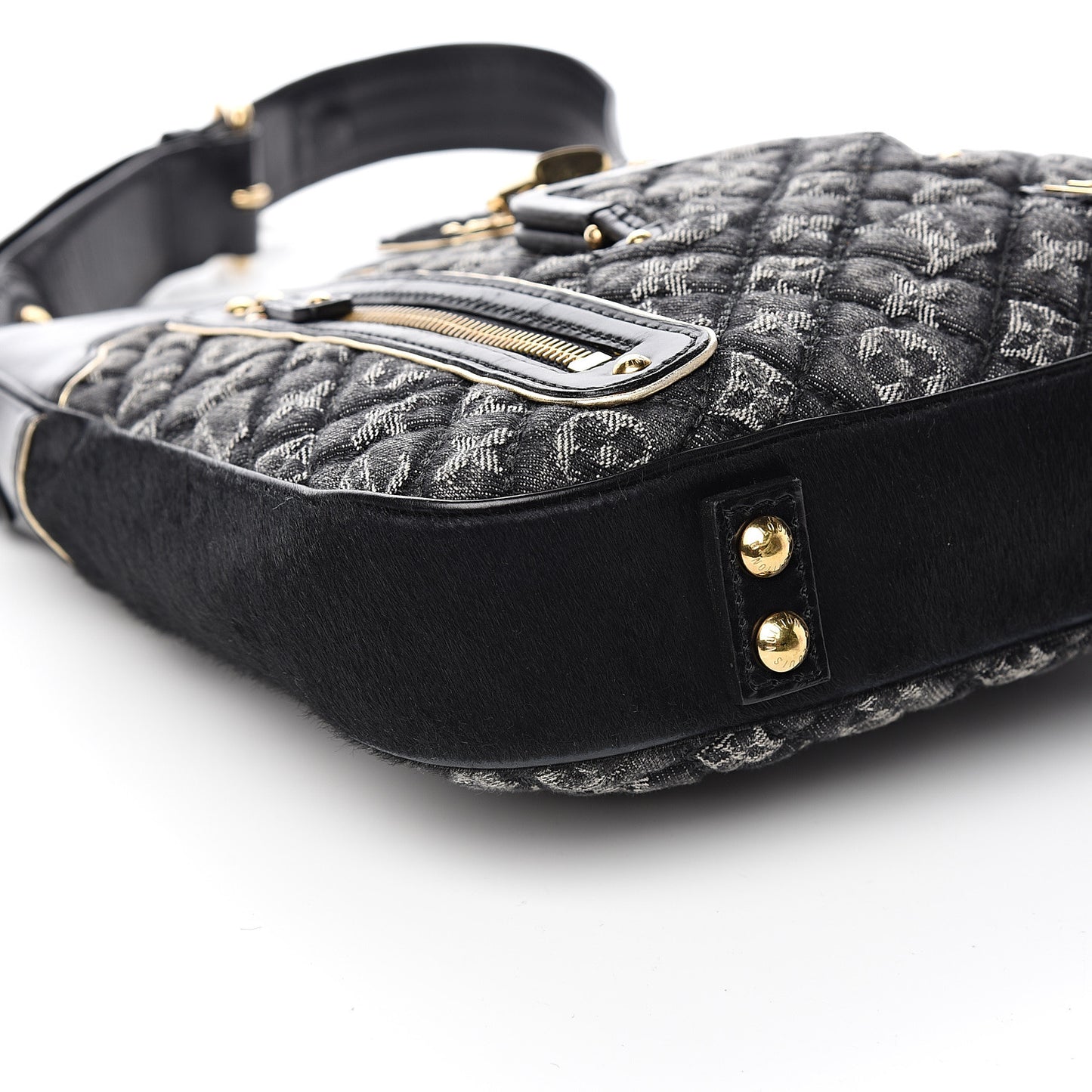 Denim Quilted Monogram Musette Black